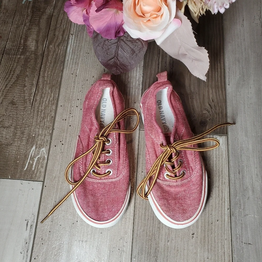 Old Navy Red Canvas Boat Shoes Sneakers Toddler Boy Size 11 NWOT